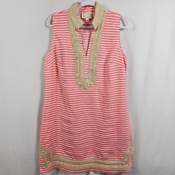 Sail To Sable Classic Sleeveless Tunic Dress in Pink Stripes - Size L - Picture 1 of 12